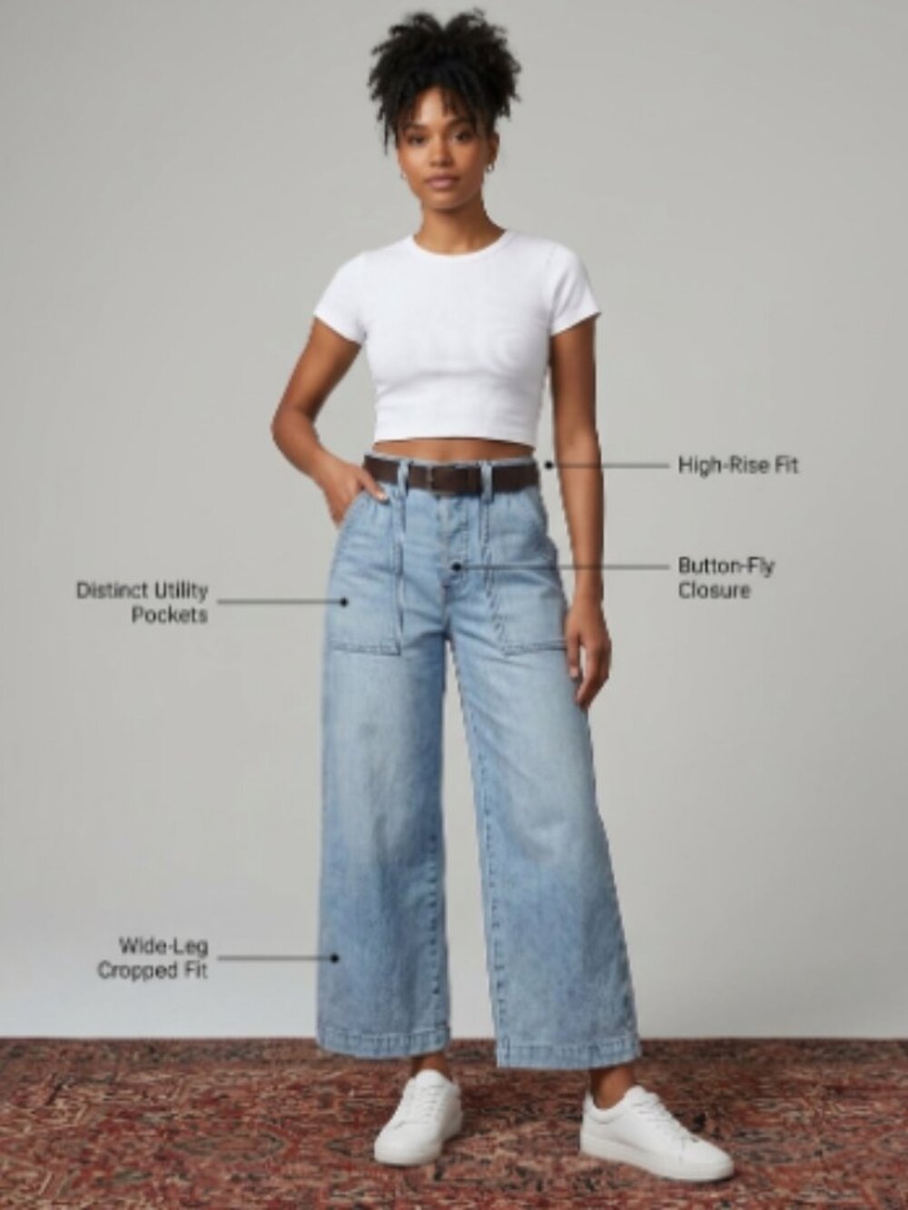 Nicole Miller NY Soho High Rise Wide Leg Utility Jeans Light Wash Size 8